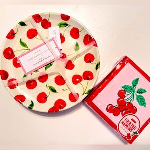 Set of 4 Cherry Plates & 40 Cherry Napkins Set 🍒